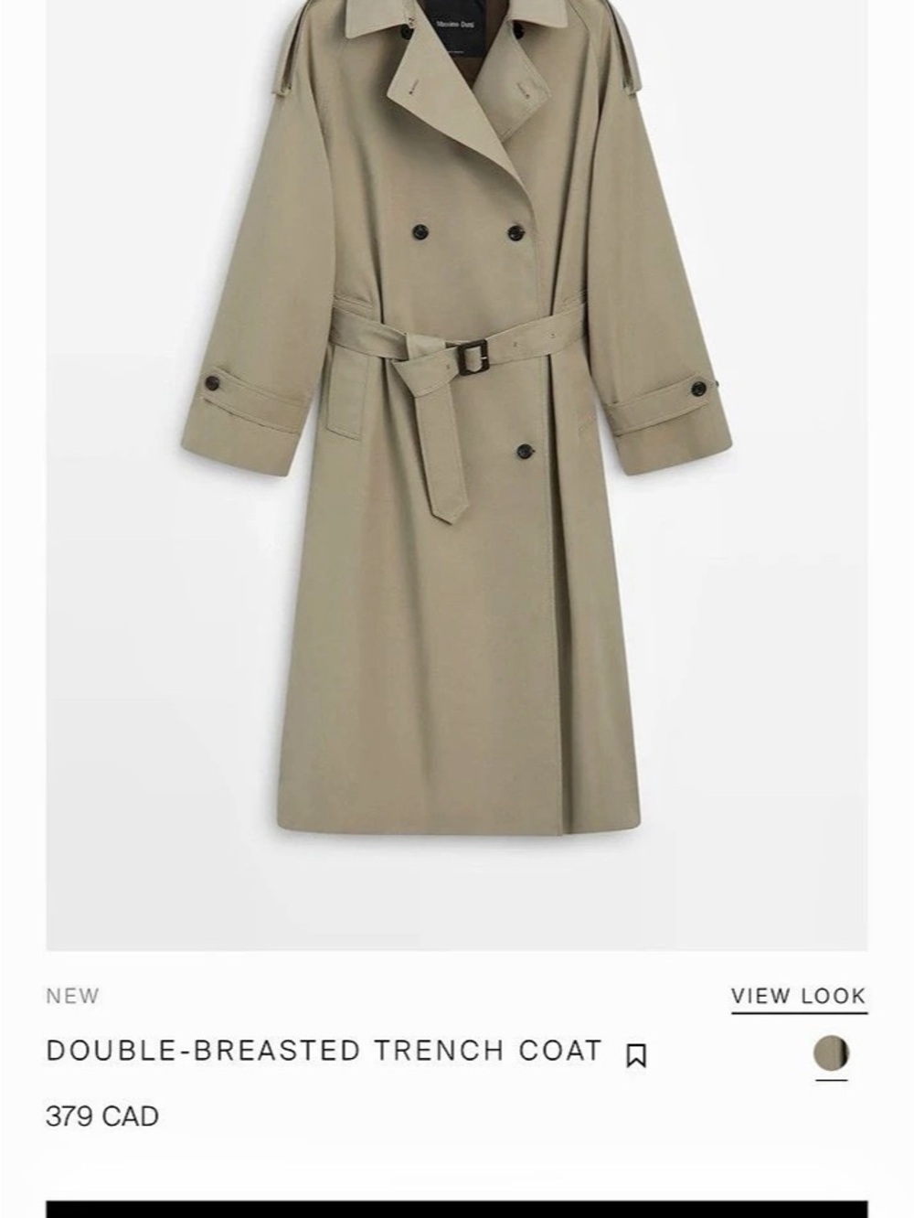 Massimo Dutti Double-Breasted Trench Coat in Beige - Picture 3 of 3